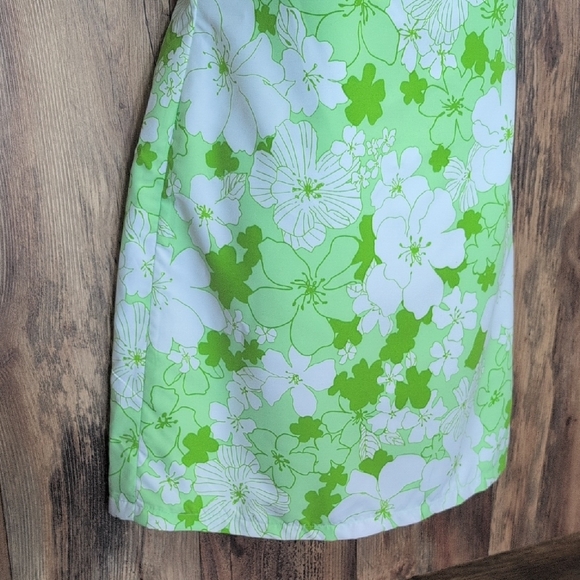 Vintage Reversible Lime Green Zip Up Sleeveless Floral Mini Dress 5 - Picture 5 of 13